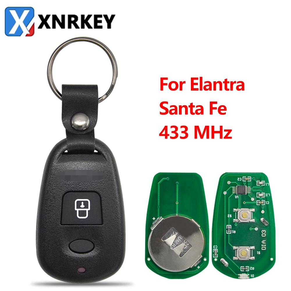 XNRKEY 2 Button Car Remote Key 433Mhz for Hyundai Elantra Santa Fe 2000-2006 Replacement Car Key FCC: OSLOKA-510T