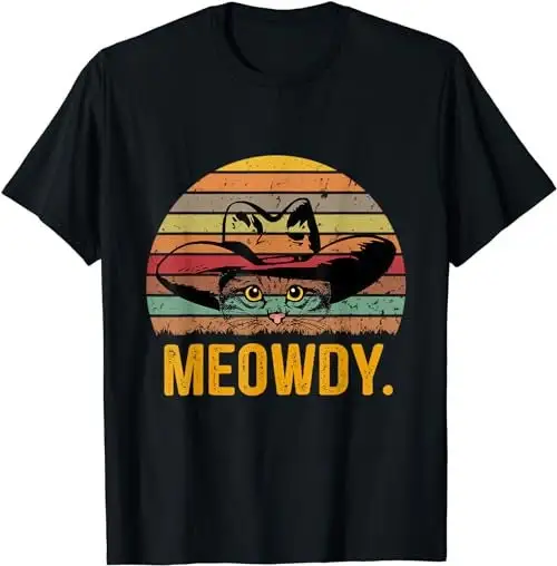 Meowdy Funny Mashup Between Meow And Howdy Love Cat Meme T Shirt Sweat 35986