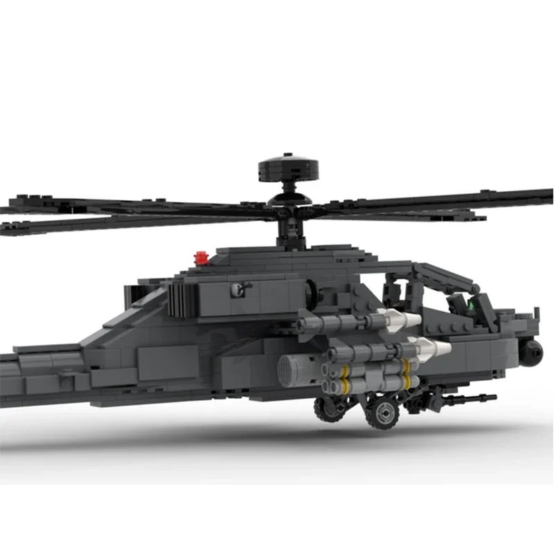 MOC-Construindo Tijolos de Blocos Modulares para Crianças, Modelo Militar, AH-64D, Apache Longbow, Tecnologia de Helicóptero, Montagem DIY, Brinquedos Presentes