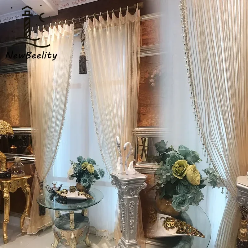 

New Black Coffee Jacquard Window Curtain Curtains for Living Room Bedroom French Window Balcony Villa Custom Grey White