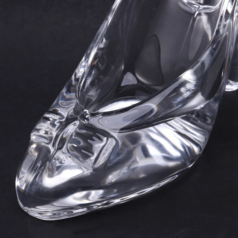B84B Crystal Shoes Glass Figurines 2Pcs Cinderella High-Heeled Wedding Shoe Ornament Birthday Gift Home Decor