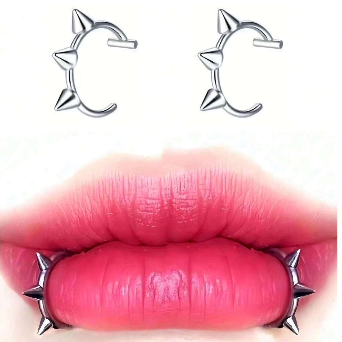 

2pcs Punk Style Non Piercing Lip Rings Silvery Fashion And Personality Lip Hoop For Matching Outfits Piercing Jewelry