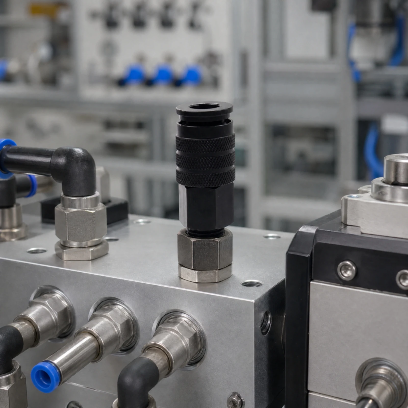 T-Style Pneumatic Quick-Connect Fitting Leak-Proof Knurled Sleeve Quick-Connect Fitting Fittings Corrosion Resistant