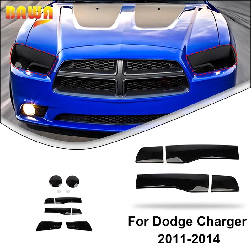 BAWA Front Fog Light/Headlight/Taillight Decoration Cover for Dodge Charger  2011 2012 2013 2014 Car Exterior Accessories
