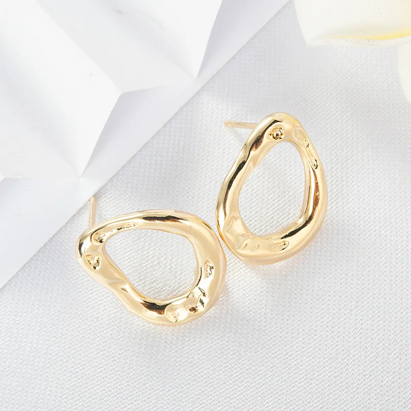 13*17MM 14K Gold Color Plated Brass Oval Stud Earrings High Quality Diy DIY Jewelry Making Finding Accessories