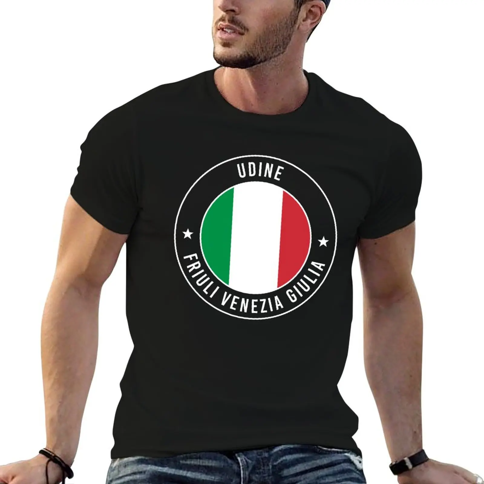 Camiseta con bandera de Udine Friuli Venezia Giulia Italia, camisetas de anime para hombre, camiseta para hombre, camiseta 100 por ciento de algodón para hombre