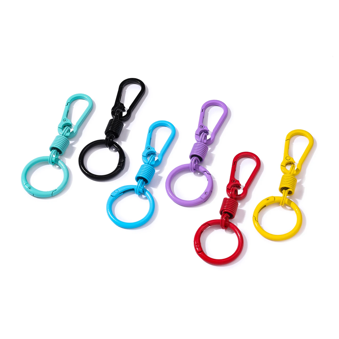 1pc Colorful Spring Keychain Cute Key Ring Holder Carabiner Buckle For DIY Jewelry Accessories Bag Pendant Gift - view 4