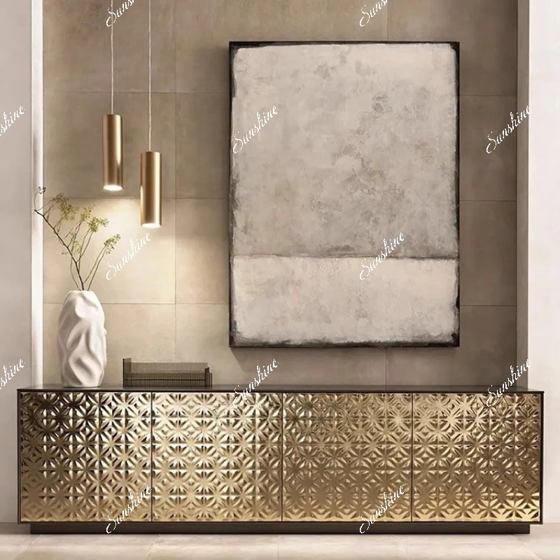 

Italian light luxury villa living room post-modern minimalist art solid wood paint locker