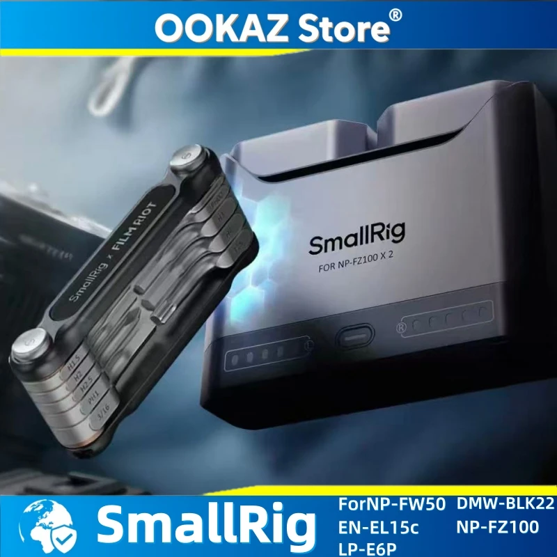 New SmallRig 22W Dual Slot Camera Battery Fast Charger NP-FZ100 FW50 LP-E6NH EN-EL15c Compatible with Sony Canon Nikon Panasonic