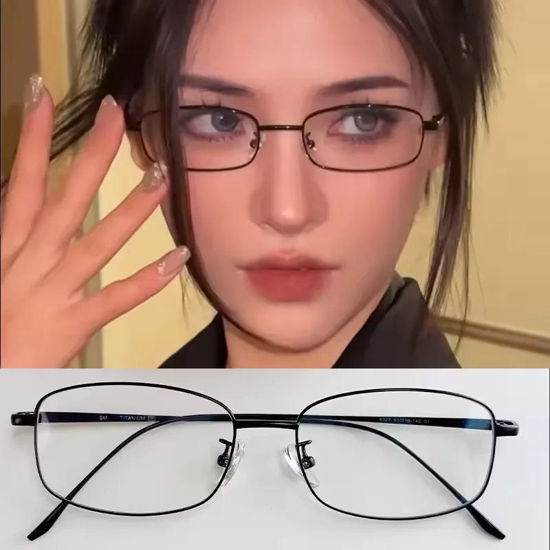 Okulary damskie w stylu Harajuku Y2K z małymi kwadratowymi oprawkami, retro metalowe okulary korekcyjne, przezroczyste okulary dekoracyjne, metalowe okulary na imprezę.