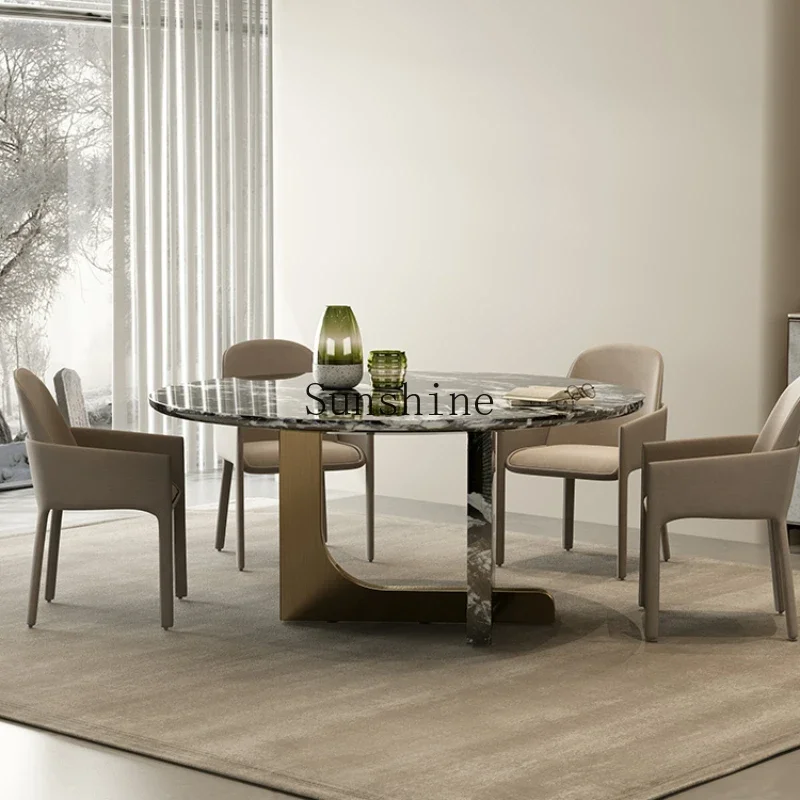 Simple marble round table light luxury small apartment dining table