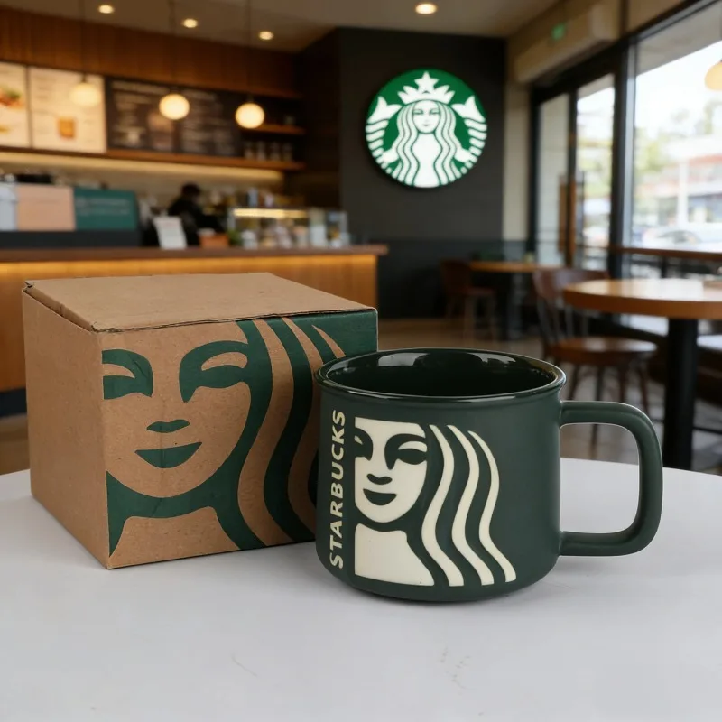

Starbucks 320ml Muse Dark Green Mug High Value Ceramic Coffee Water Cup Men Women Household
