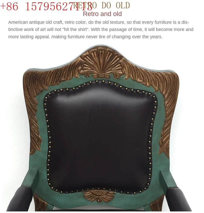 LMMsolid wood computer office chair retro single leisure chair negotiation armrest west dining chair