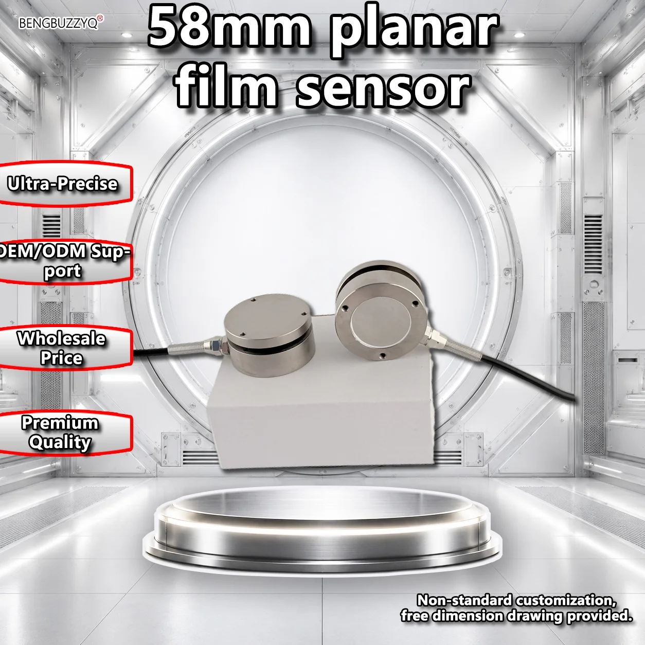 Stainless Steel Flat Type Load Cell 58mm 0-2T Safe Overload 120% for Industrial Force Measurement Ton Compression Force