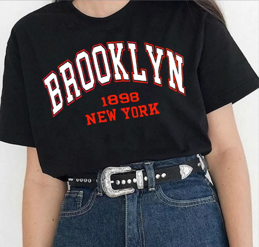 

Explosive Street Punk Trend Loose T Letter Brooklyn Print T-shirt Woman Tops Oversized T Shirt