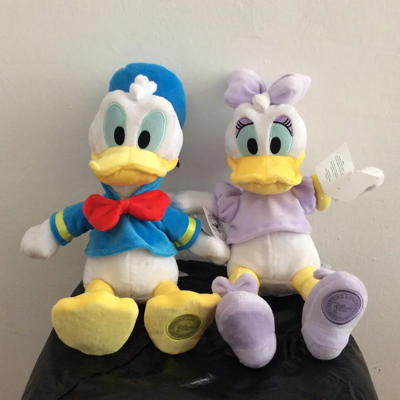 Disney 35cm pato donald e margarida pato pelúcia brinquedos recheados boneca macia para crianças presente de aniversário