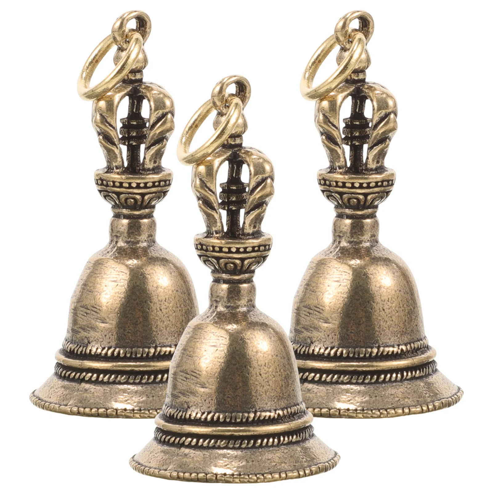 

3 Pcs Vintage Brass Bells Retro Copper Chimes for Crafting Keychain Charms Jewelry Making Bell naments Decorative Mini Bell