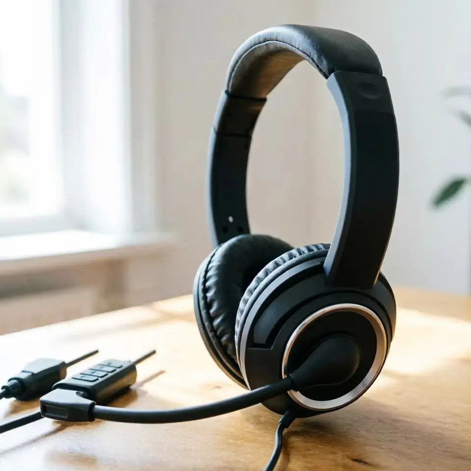Wired USB Headsets Headphones with Mic for 3.5mm Business Headphones Microphone Noise Cancelling Over Gaming Over-Ear