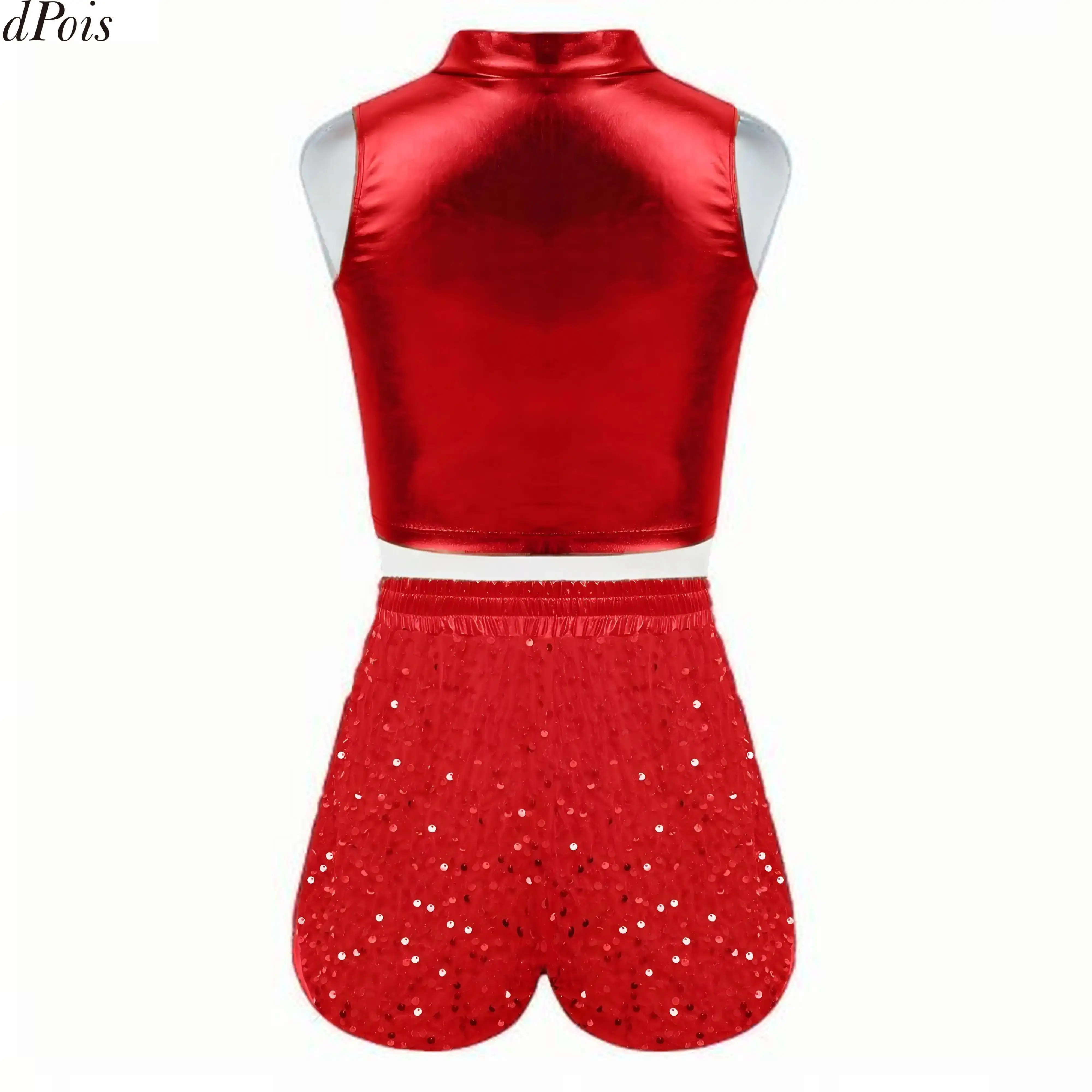Children's Jazz Dance Sequins Hip Hop Girls Crop Top And Shorty Samba Jazz Dance Modern Cheerleading Costumes Performance Set