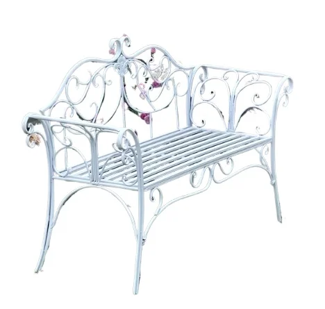 Outdoor garden bench  wrought iron table and chairs  balcony Courtyard