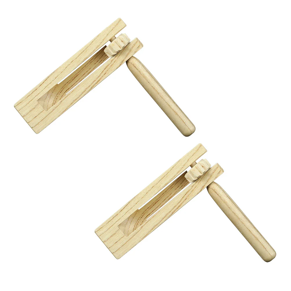 2 Pcs Soundboard Wooden Hand Percussion Spinning Toys Practical Castanet Ratchet Noise Makers Puzzle for Kids