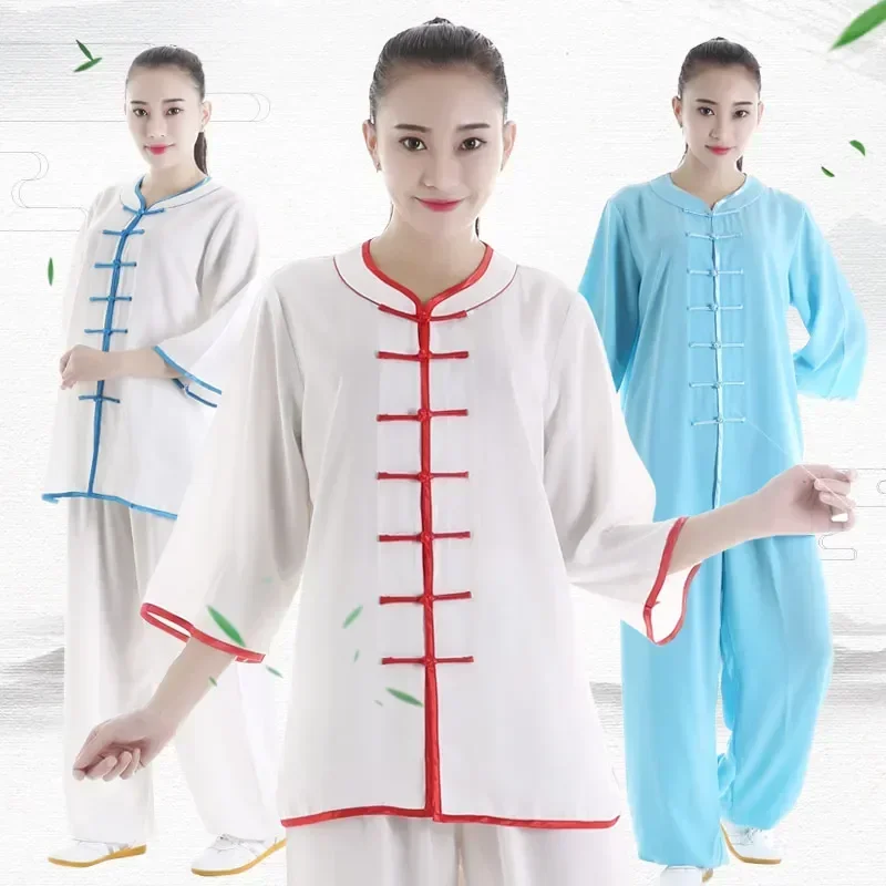 Summer Folk Martial Arts Clothing Kungfu Costume Unisex Tai Chi Clothes Tang Suit Kungfu Uniform Exercise Clothing Tops + Pants