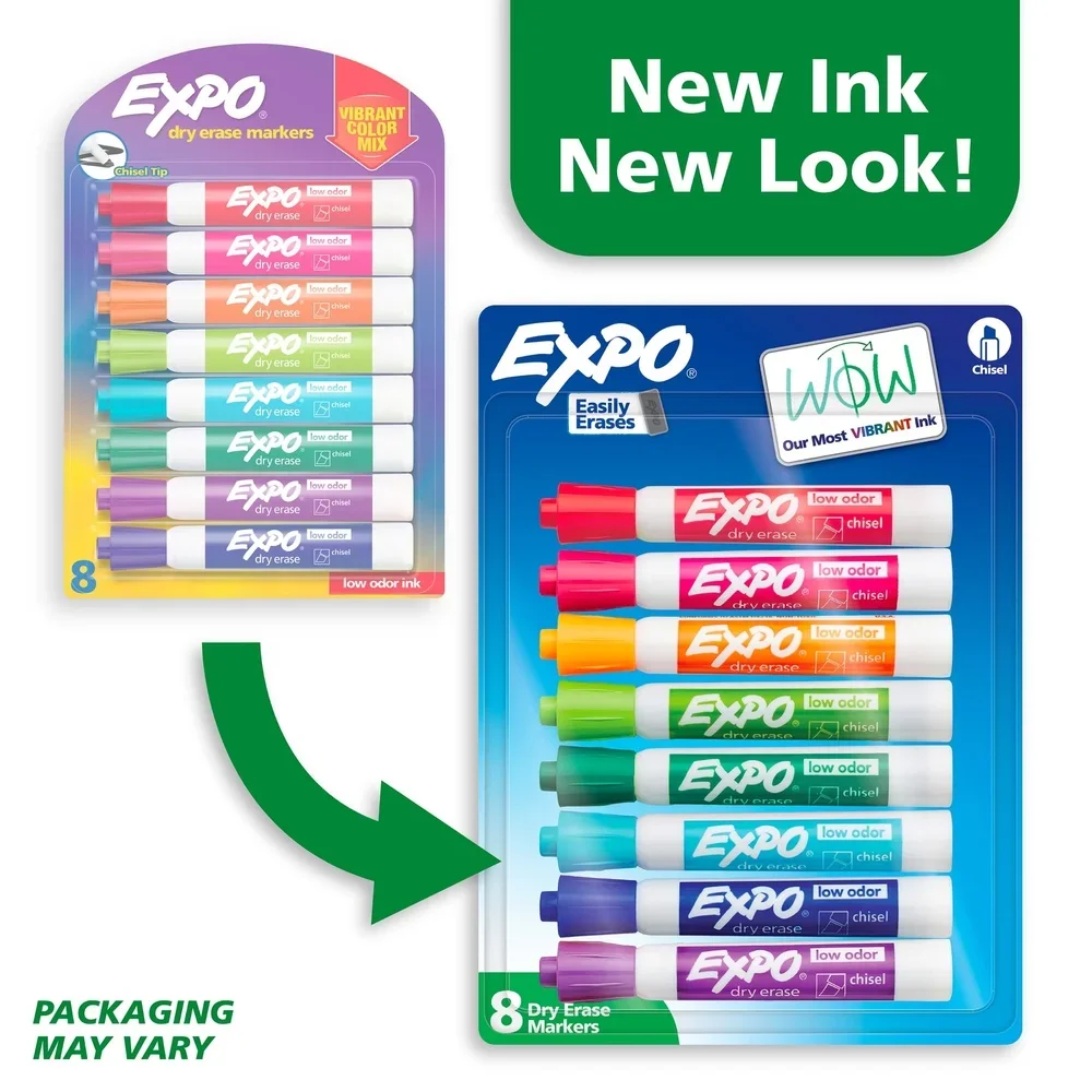 علامات مسح جاف منخفضة الرائحة طرف إزميل 8 عدد ألوان متنوعة علامات السبورة الفصول الدراسية مكتب العروض المنزلية