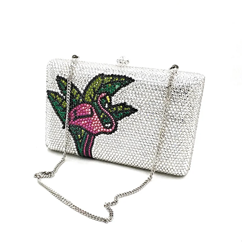 

Fashion Bridal wedding party purses women evening party Classical bird Red-crowned Crane diamonds full crystal small clutches