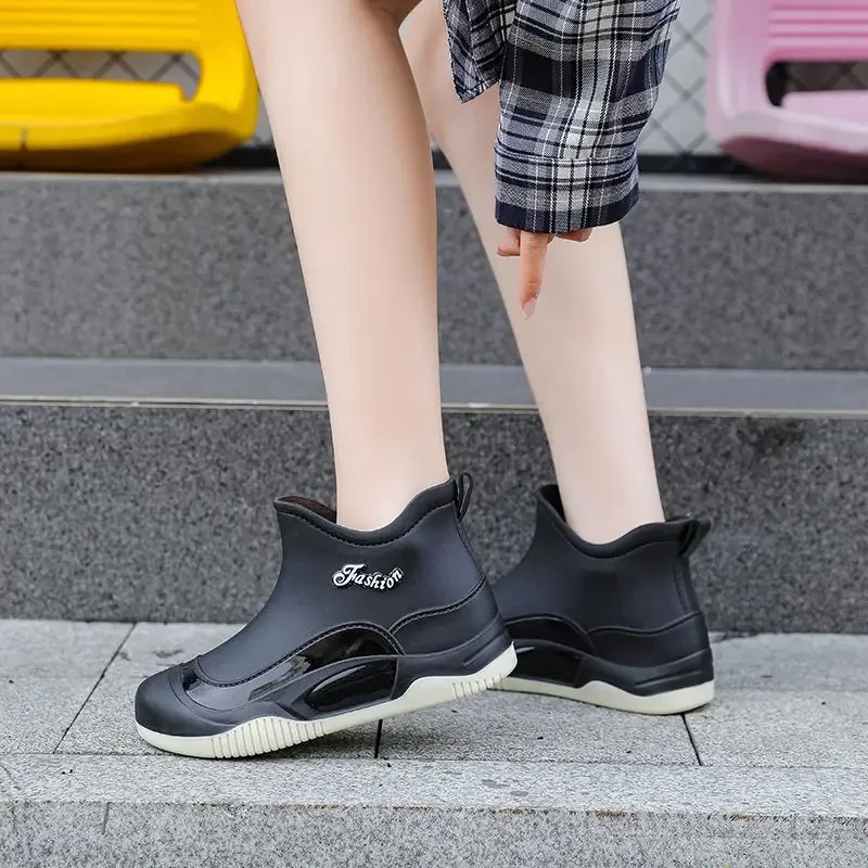 المرأة وصول جديد معزول الدافئة أحذية المطر القصيرة ارتداء مقاومة للماء لينة وحيد المضادة للانزلاق أحذية العمل للنساء #4