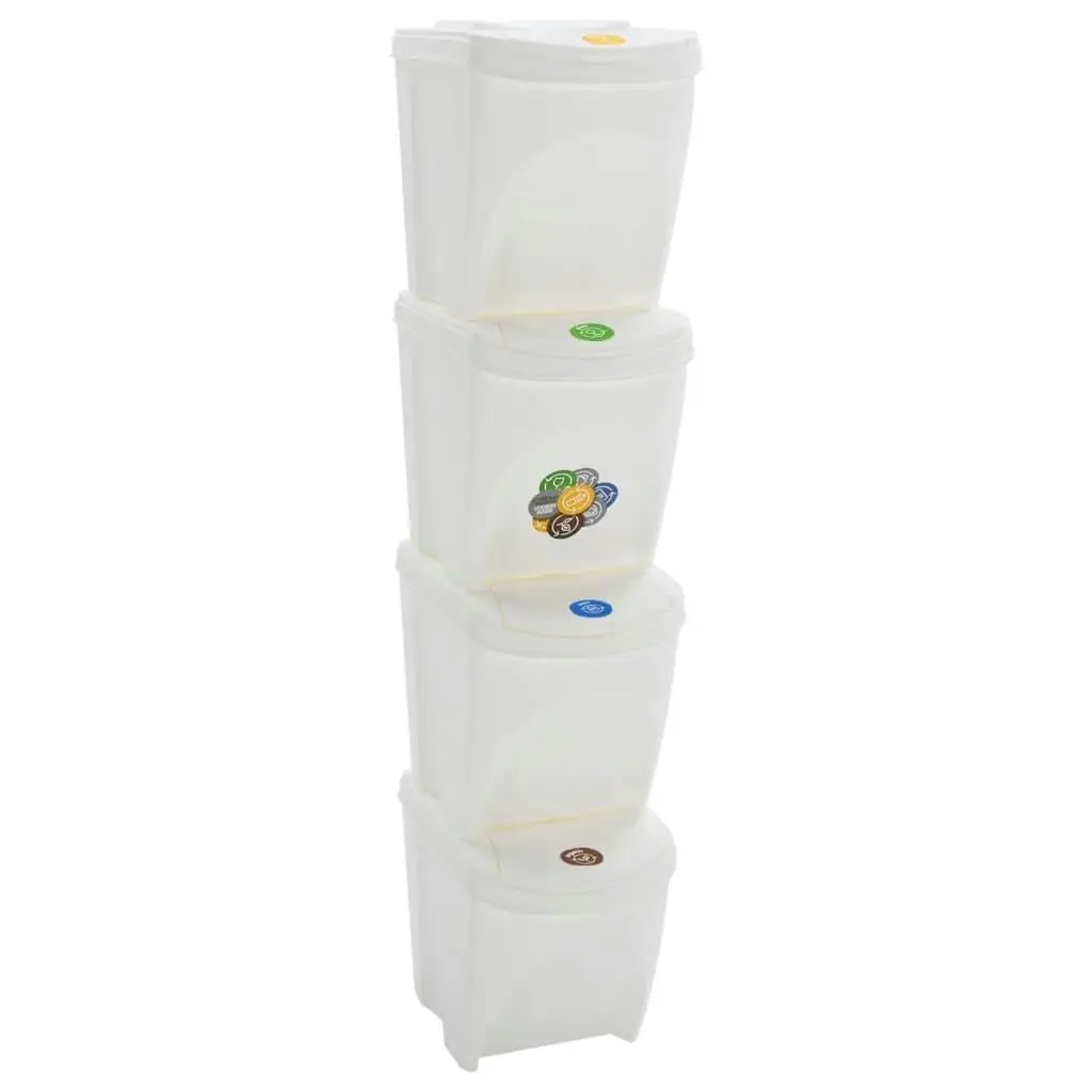 

Heavy Duty Stackable Garbage Bin 4-Pack White 26.4 Gal High Quality Polypropylene