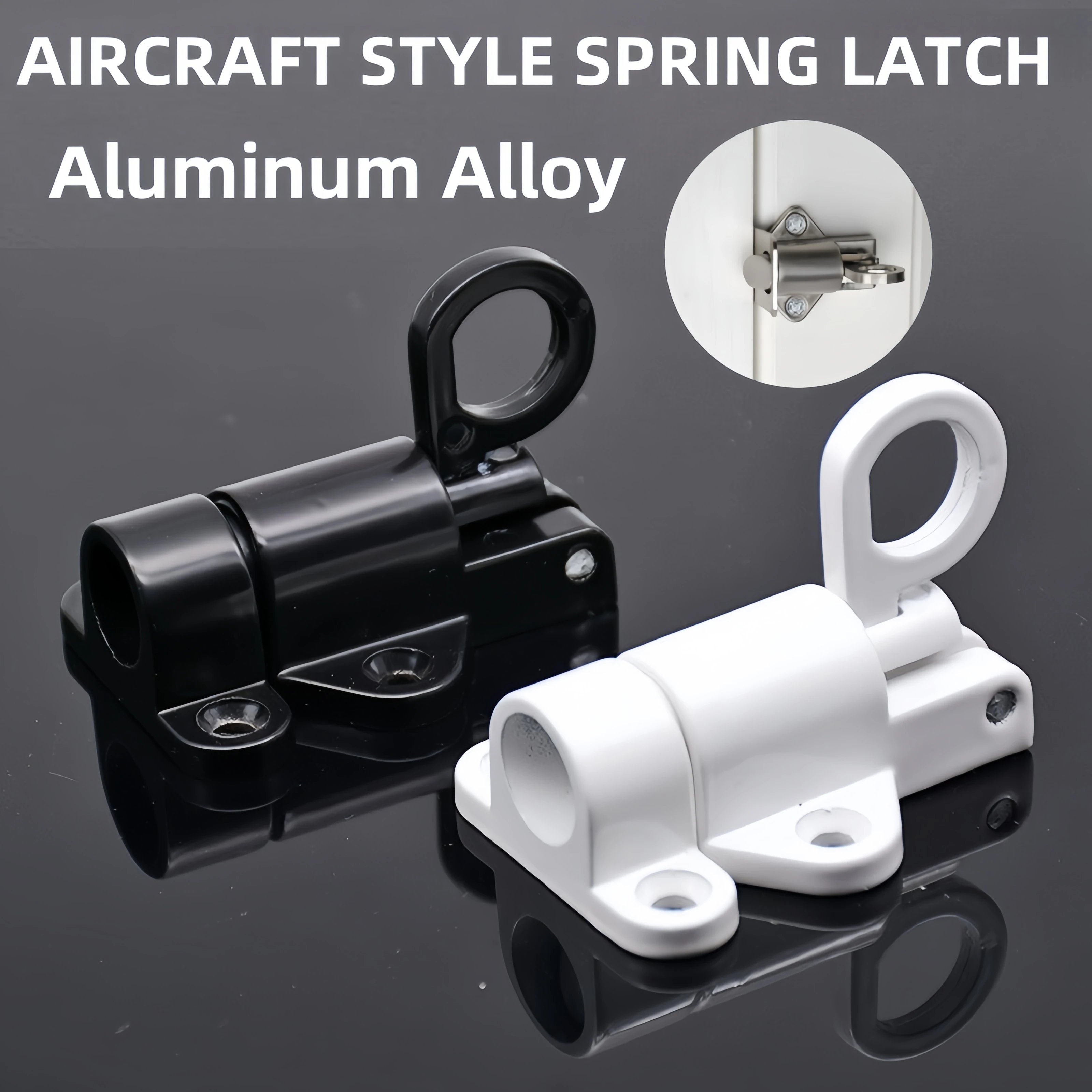 1/2PCS Solid Aluminum Alloy Aircraft Style Spring Latch Door and Window Automatic Locking Latch Door Bolt Window Latch Anti-rust