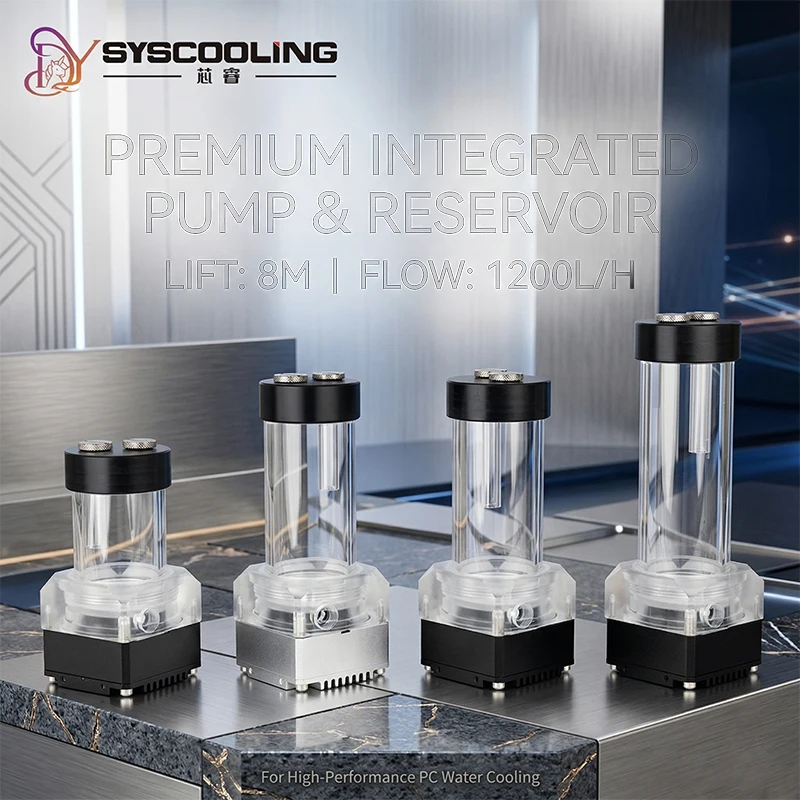 

Syscooling U8-T water pump for water cooling MAX flow rate 1200L/H pump head 8meter DC12V G1/4 thread pump with water tank