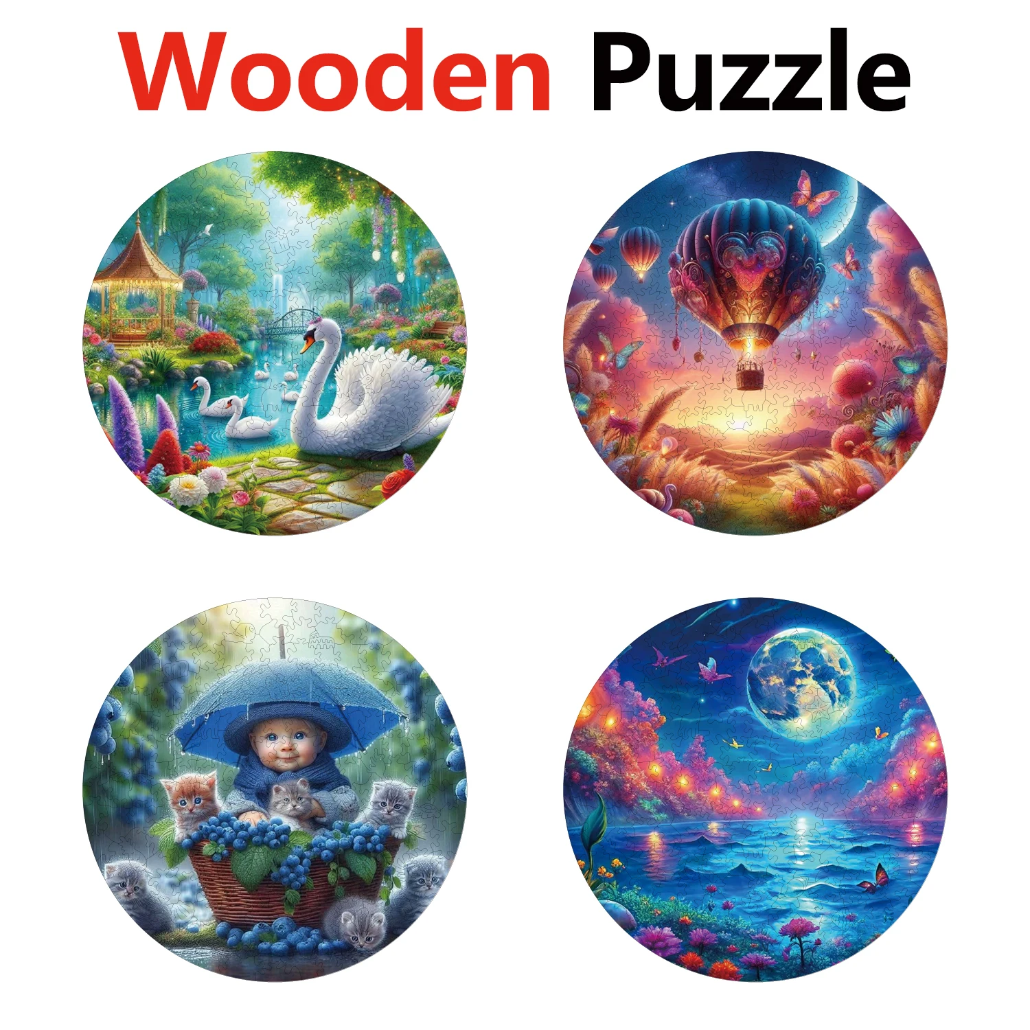 

Swan Hot Air Balloon Ship Wonderland Animal Puzzles High Quality Jigsaw Puzzle Wooden Puzzle Best Christmas Gift