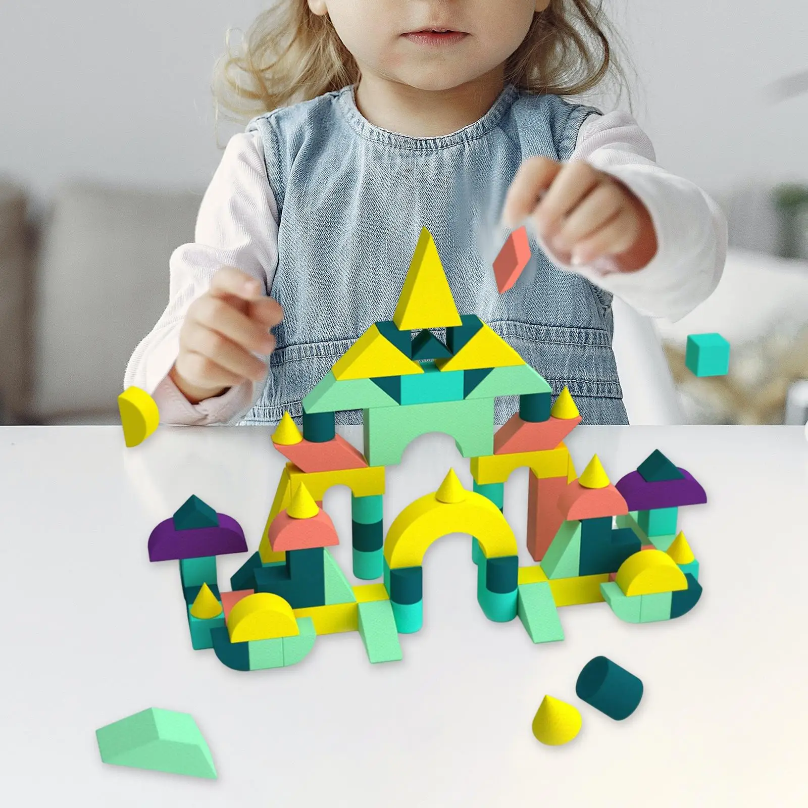 

78Pcs EVA Building Blocks Set Early Educational Toy DIY Model Children Toy Geometric Puzzles for Kids Toddlers Stacking Toy