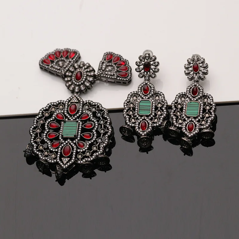Cubic Zircon CZ Micro Pave Flower Connector Tassel Pendant And Earring setting For Pearl Necklace Earring Jewelry DIY