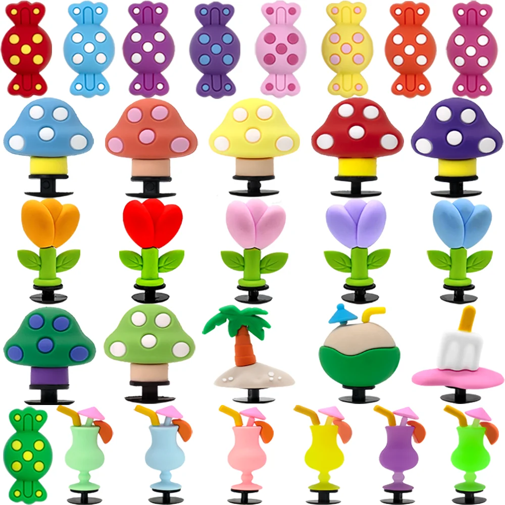 

1 шт., 3D розовые подвески для обуви-тюльпаны, красочные пряжки-конфеты с грибами для женской обуви, аксессуары с пряжкой-кладом, украшение