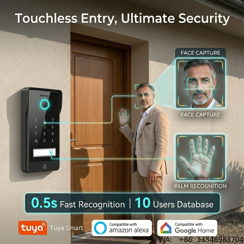 Hiwink 2K Video Portero IP65 Video Doorbell System with Face Palm Unlock Screen Monitor Intercom Tuya Doorbell Multi Apartment