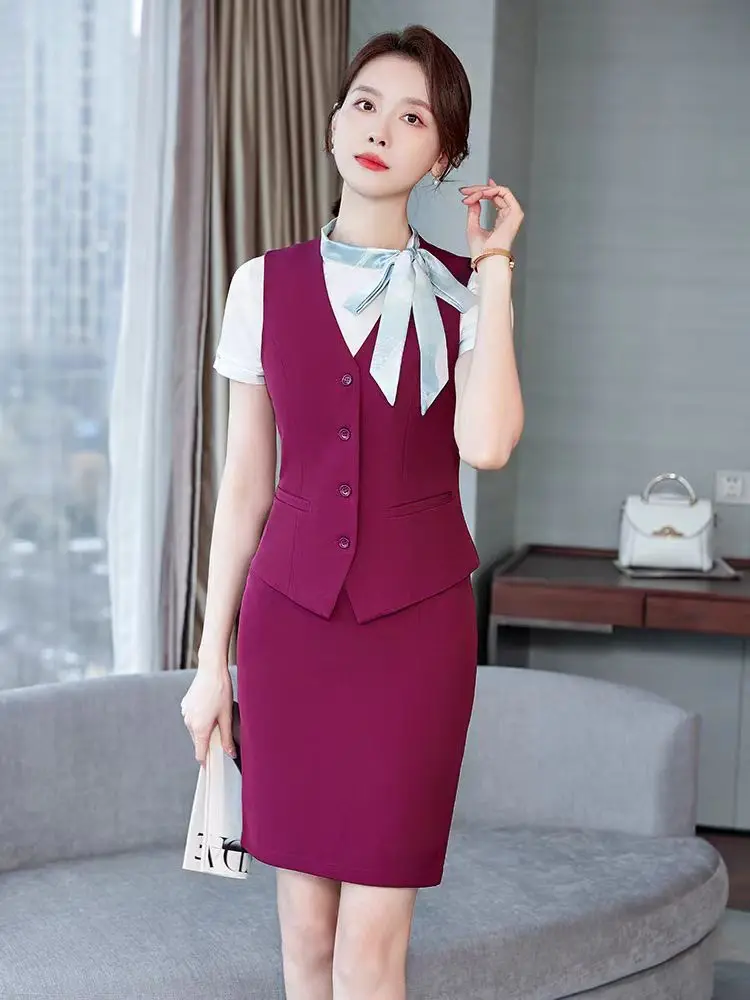 Naviu New Summer Work Wear OL Vest Formal Tops High Quality Women Suits Fashion Uniform Female Clothes