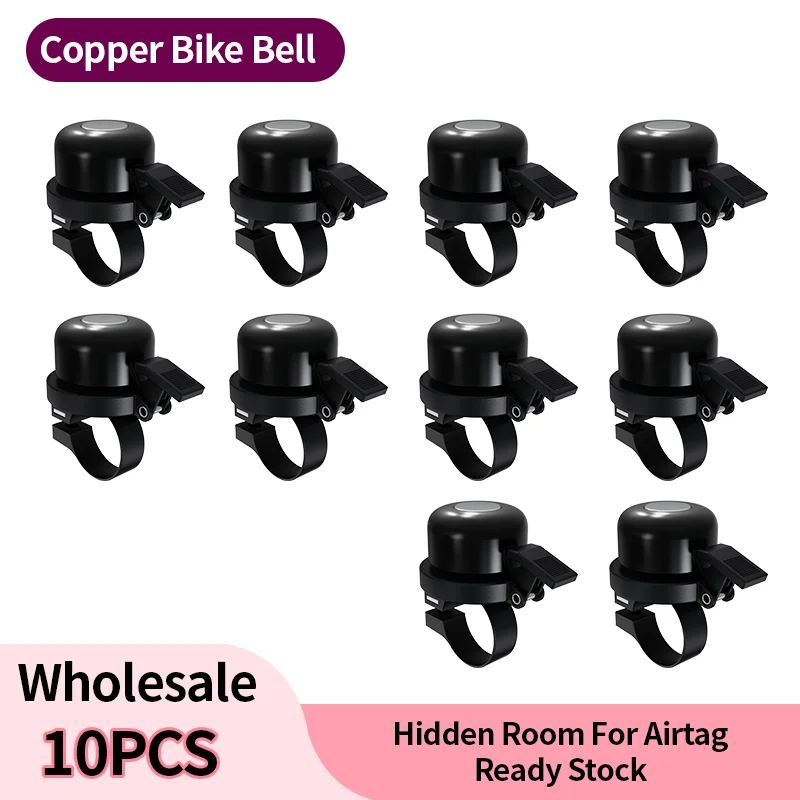 10 Sets Copper IP65 Bike Bell Horn With Hidden Place For Airtag Big Loud Safety Bicycle Accessories For Kids Road Bike