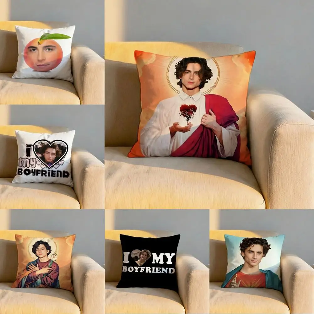 T-Timothees Chalamets Cushion Cover Soft Reversible & Durable Pillow Cover – Multi-Scene Use for Home & Car Daily Comfort