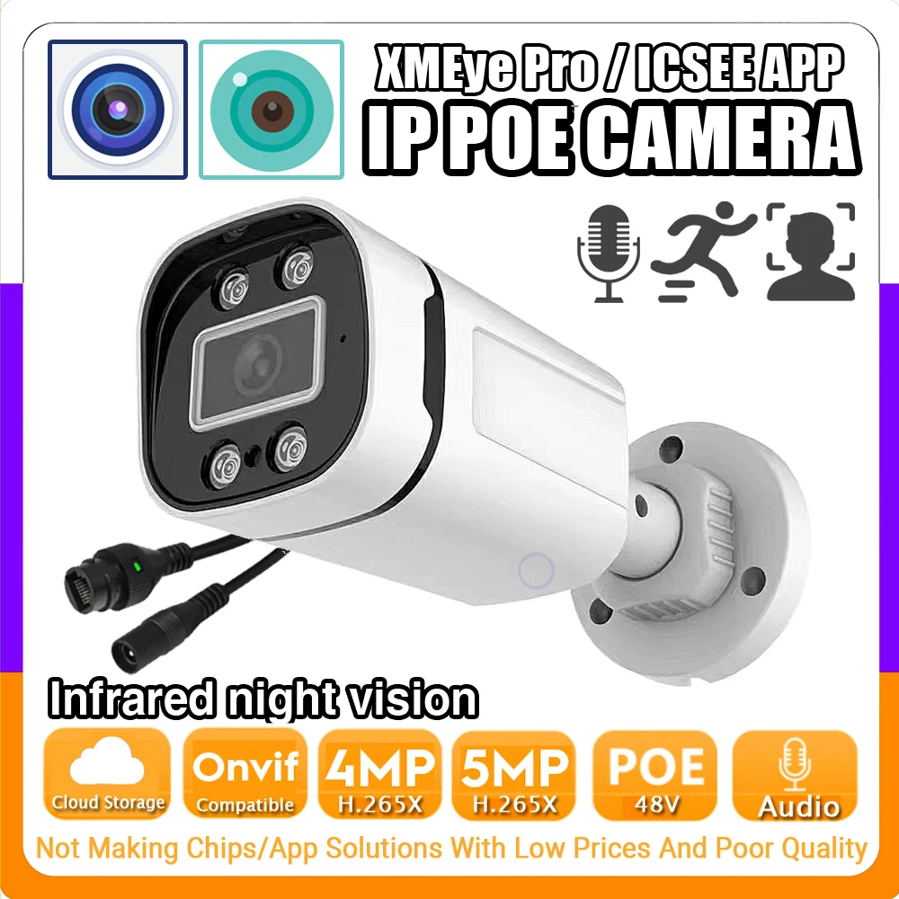 camera de visao noturna infravermelha ao ar livre audio ip poe microfone digital impermeavel onvif ai face deteccao de movimento xmeye 5mp 4mp h265 hd 01