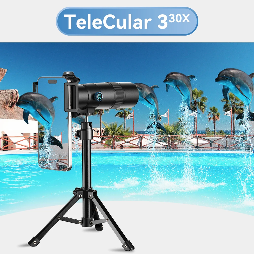 

APEXEL 30X Powerful Monocular Telescope with Tripod, Smartphone Telephoto Lens for Fishing, Camping, Bird Watching, and Concerts