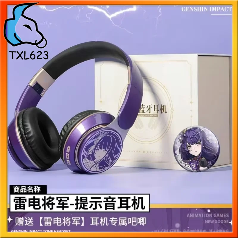 

Bluetooth-гарнитура Genshin Impact с голосовой подсказкой, накладные игровые наушники с игровыми фигурками Raiden Shogun Klee Zhongli