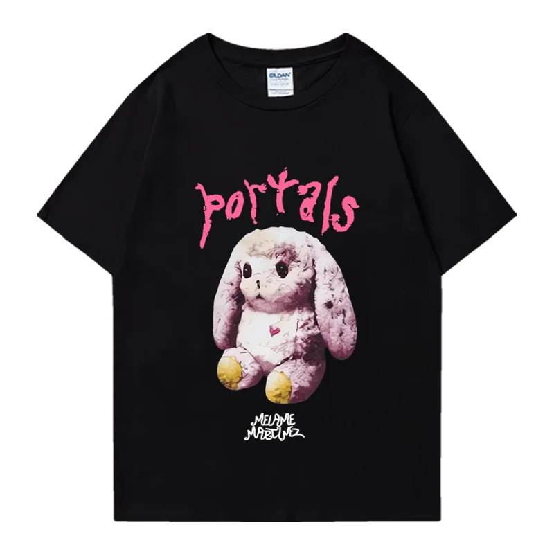 Cute Rabbit Portals Print T-shirt For Women Oversized Funny Short Sleeve Tees Clothing Women Melanie Martinez Fans Gift T Shirts