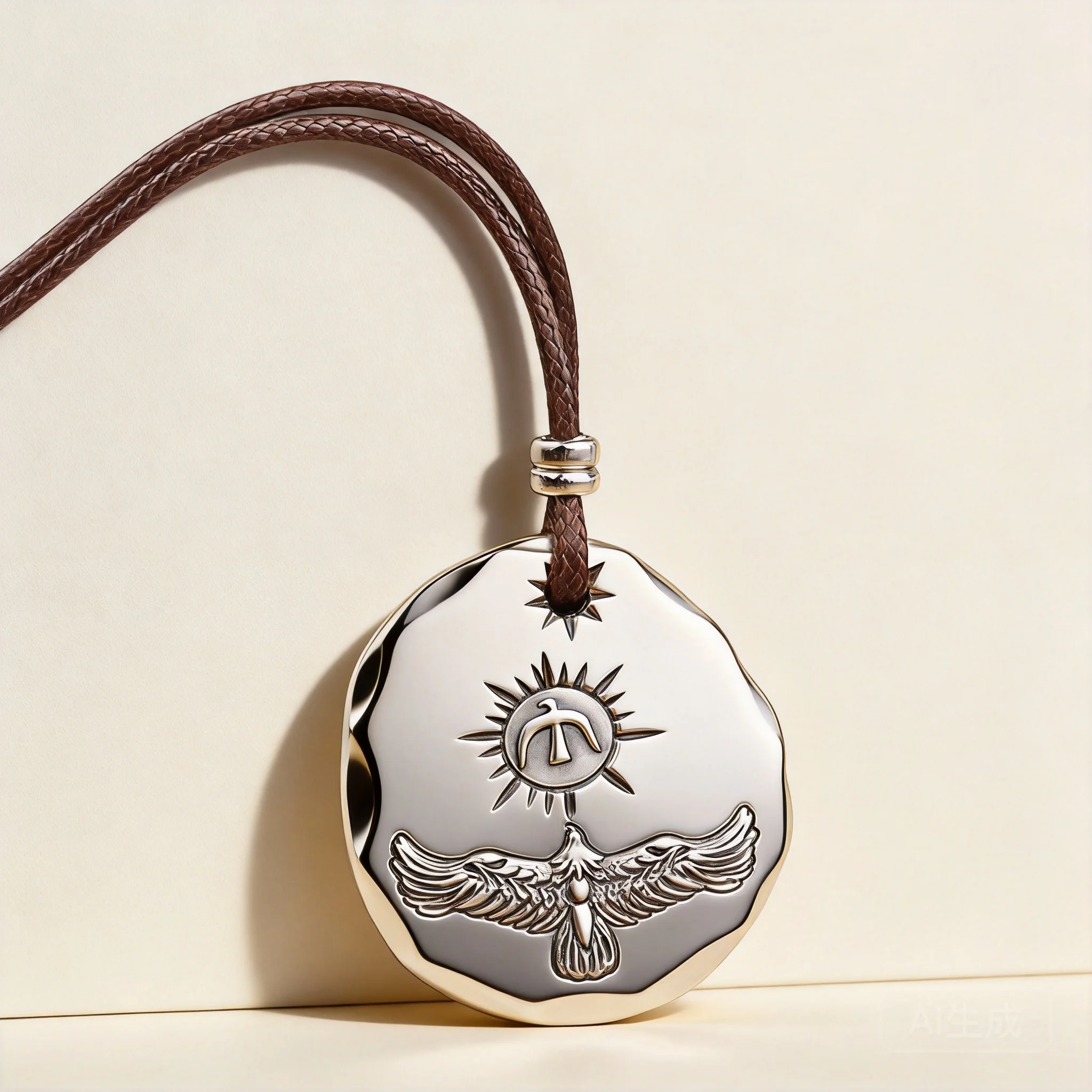 Chinese Style Lucky Blessing 999 Sterling Silver Retro Engraved Eagle Round Tag Pendant Necklace For Men Good Fortune Amulet Tre