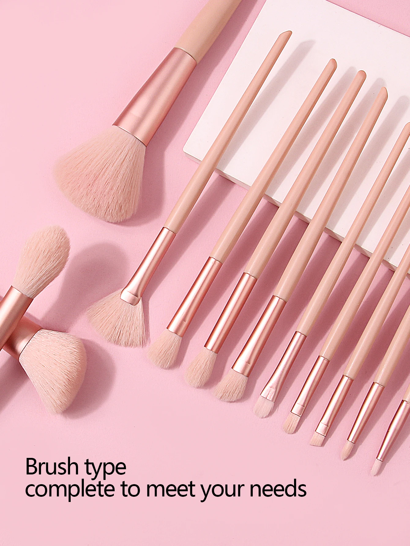 New 12pcs heart pink makeup brush set powder blusher powder brush makeup brush+large capacity PU makeup brush storage bucket