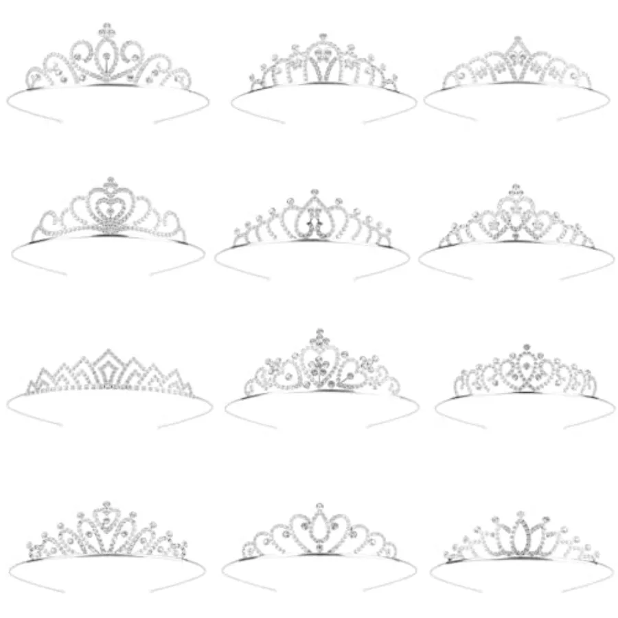 

Tiaras for Women 12PCS Sparkly Rhinestone Princess Crown Headband Cute Small Tiara for Adult Women Crown Headbands Set for Birt