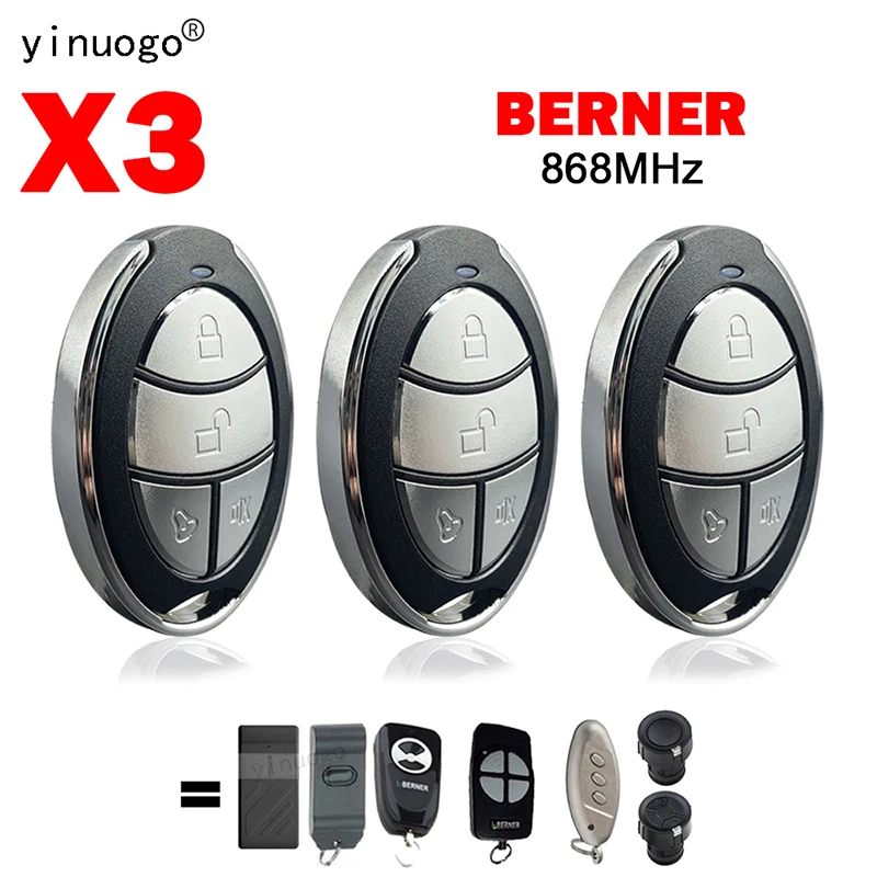 

3PCS Clone BERNER BHS110 BHS121 BHS130 BHS140 BHS153 BHS211 BHS221 Garage / Gates Remote Control Opener Fixed Code 868MHz