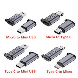 Bilashmart Type C Female to Micro USB/TypeC Female to Mini USB/Micro USB Female to Type C/Micro USB Female to Mini USB Connector Adapter