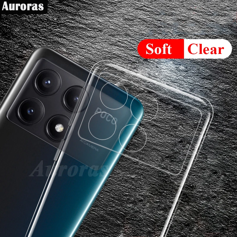 Auroras 2PCS For Xiaomi Poco X6 Pro 5G Case Original Transparent Soft Silicone Shell For Mi POCO M6 Pro 4G Cover Fundas